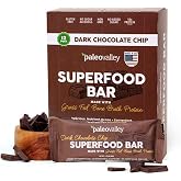 Paleovalley Superfood Bars, 10g Protein Snacks, 12 Pack, Chocolate Chip | Made With Organic Superfoods, Convenient for On-The-Go, Free From Gluten, Soy and Dairy