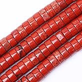 Natural Stone Heishi Beads for Necklace Making, 4 mm x 2 mm Small Flat Round Stone Loose Heishi Disc Gemstone Beads for Jewelry Making Craft Bracelet Earrings Necklace - Red Jasper