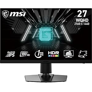 MSI G272QPF E2 Monitor Gaming da 27″ WQHD – Pannello Rapid IPS (2560 x 1440), 180 Hz / 1ms GtG, Gamut di Colori 125% sRGB, Adaptive-Sync – DP 1.4, HDMI 2.0b CEC