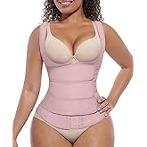 FeelinGirl Waist Trainer for Women Latex Waist Trainers Vest Plus Size Waist Cincher Corset 3 Belts Hooks Steel Bones