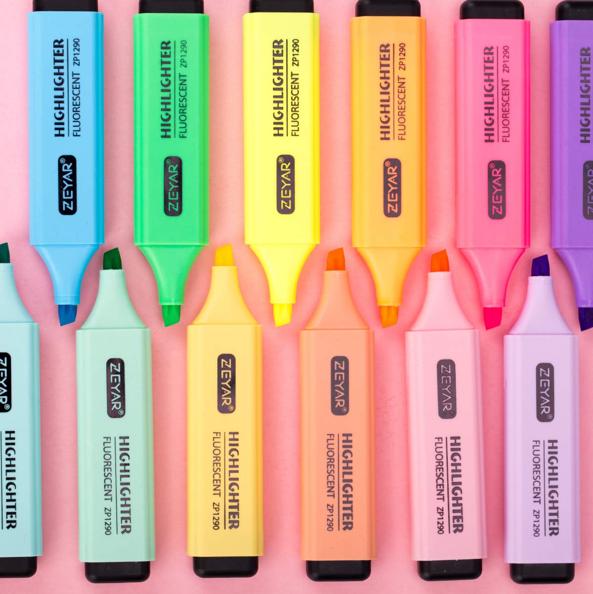 ZEYAR Highlighter, Chisel Tip Marker Pen, AP Certified, Assorted Colors, Water Based, Quick Dry (12 Colors)