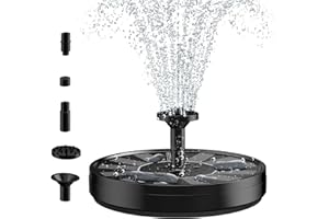 E-SHIDAI Solar Fountain, Solar Powered Bird Bath Fountain Pump with 4 Nozzles Free Standing Floating Solar Powered Water Fountain Pump Outdoor Pump for Pond,Garden, Pool, Fish Tank