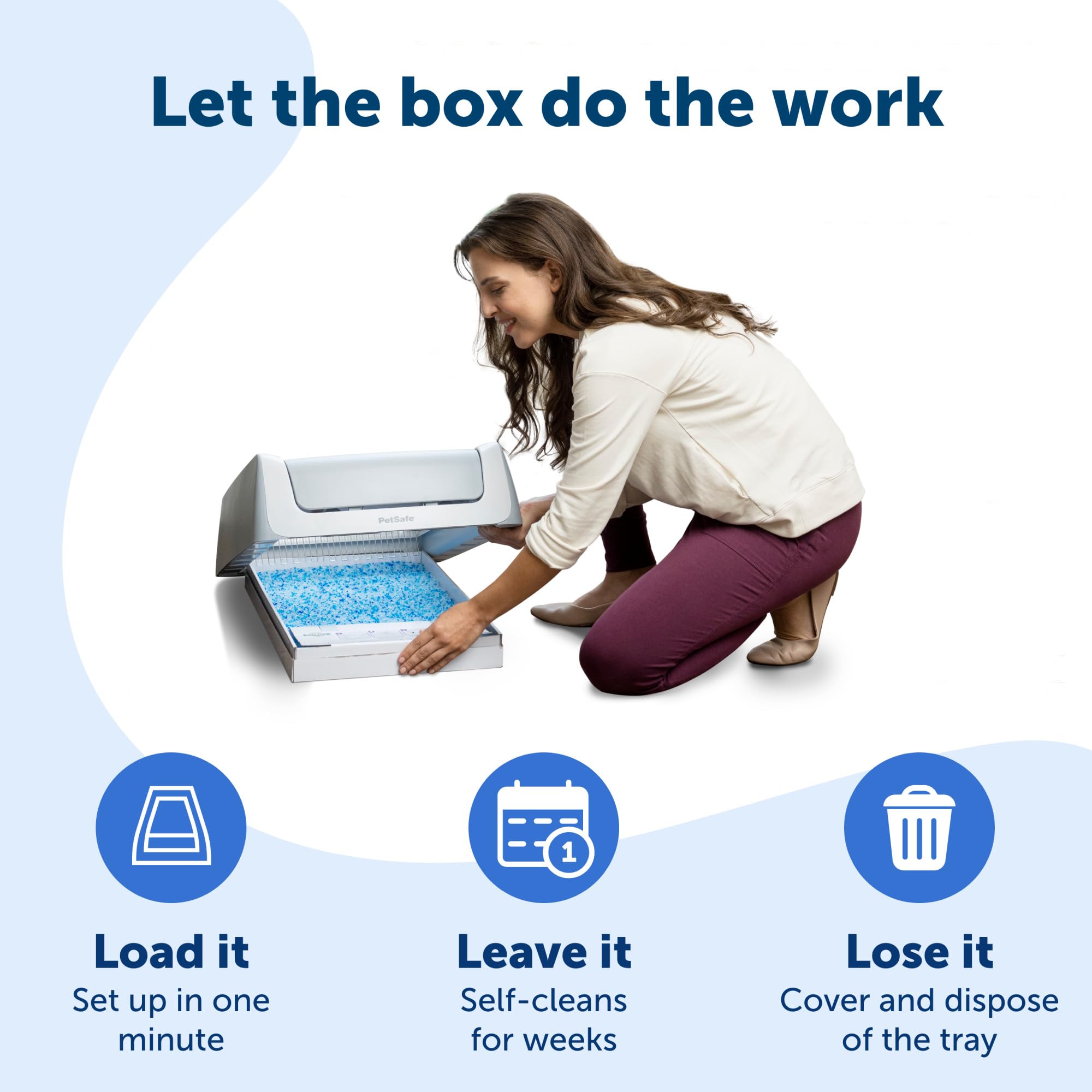 PetSafe ScoopFree Crystal Pro Self-Cleaning Automatic Litter Box - Uncovered Motion-Sensing Cat Box with Integrated Health Counter - Includes 1 Disposable Crystal Litter Tray