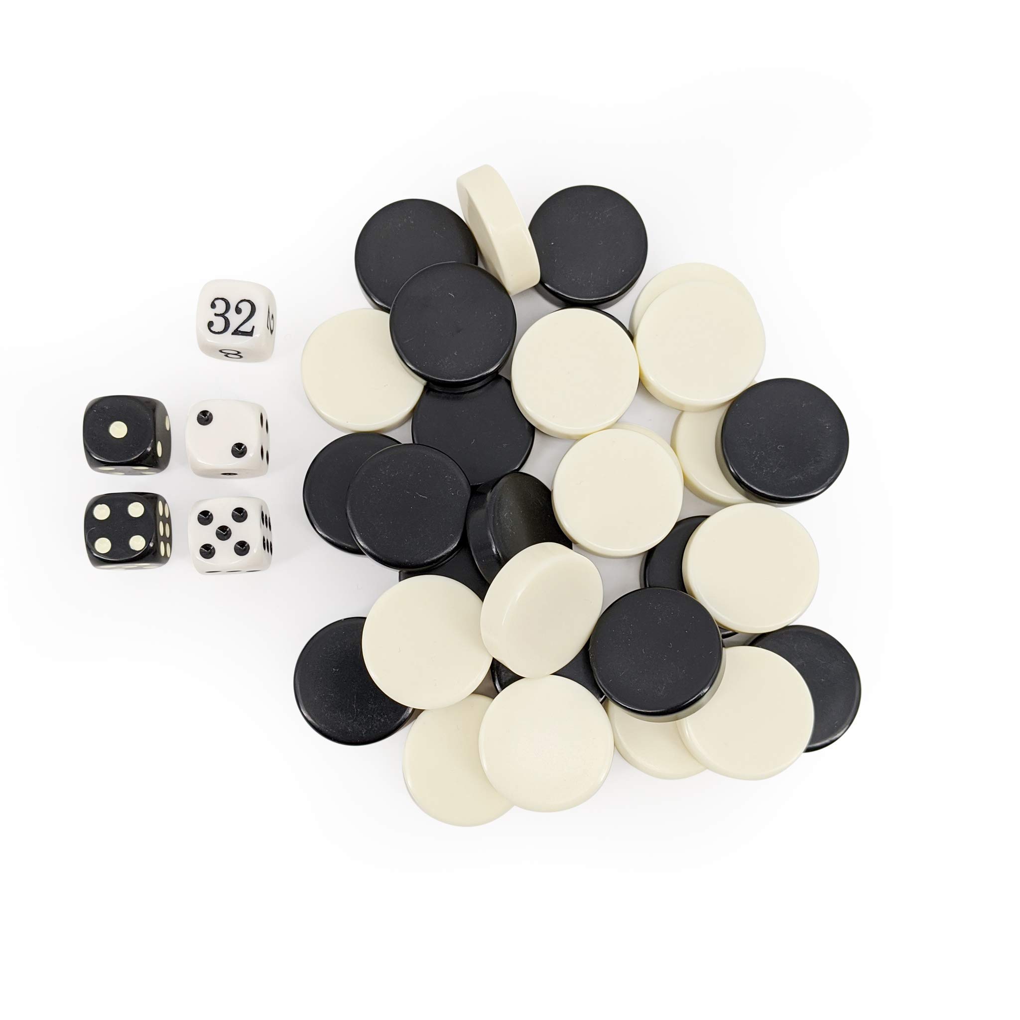 Sondergut Backgammon Playing Stones - Small Replacement Draught Pieces for Our Standard Travel Game- 2 CM Checkers, Stones, Counters - for Travel Games, Standard Game Boards, Etc