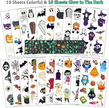 Bibivisa 180x Halloween Tatouage Temporaire Pour Enfants