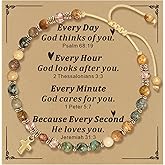 TAGOMEI Cross Bracelet for Women Girls, Christian Gifts for Women Valentines Day Gifts for Her, Handmade Baptism Confirmation Gifts Natural Stone Beaded Bracelets Birthday Religious Gifts for Friends