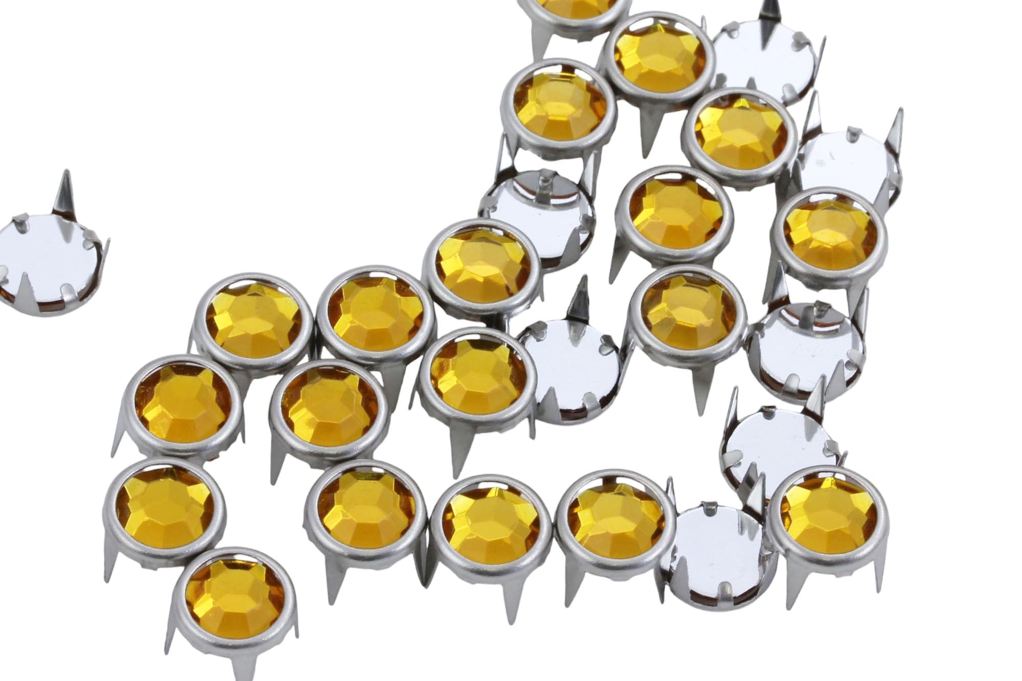 7mm Topaz CH16 Bedazzler Refills Rhinestones Preset Studs Nailheads in Rims for Garment Embelishments Leatherwork DIY Crafts Decorate Shoes, Belts, Tee Size 30-100 Pieces