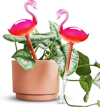 NiHome Flamingo Self-Watering Bulb 2-Pack 10.2in Glass Waterer Garden