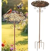 Bird Feeders Station Tray, Pole Stand Station Outdoor Accessory, 30 Inch Metal Feeder Bird Bath for Attracting Wild Birds Hummingbirds