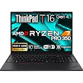 Lenovo ThinkPad T16 Gen 4 Business Laptop 16 FHD+ Display, AMD Ryzen 7 AI Pro 350, 64GB DDR5 RAM, 2TB SSD, 5MP Webcam, Fingerprint, Backlit KB, WiFi 7 + BT, RJ-45, Win 11 Pro - Black