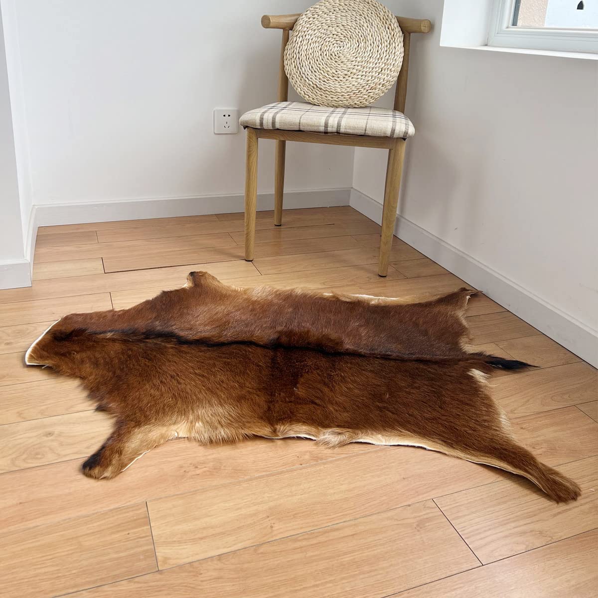 Photo 1 of Red Deer Hide Rug Deer Skin Rug Deer Taxidermy Fireplace Deerskin Decor Reindeer Hide Area Rug Animals Mat Carpet for Home Office Bedroom Taxidermy Hunting Collectable 2.3x1.8 ft