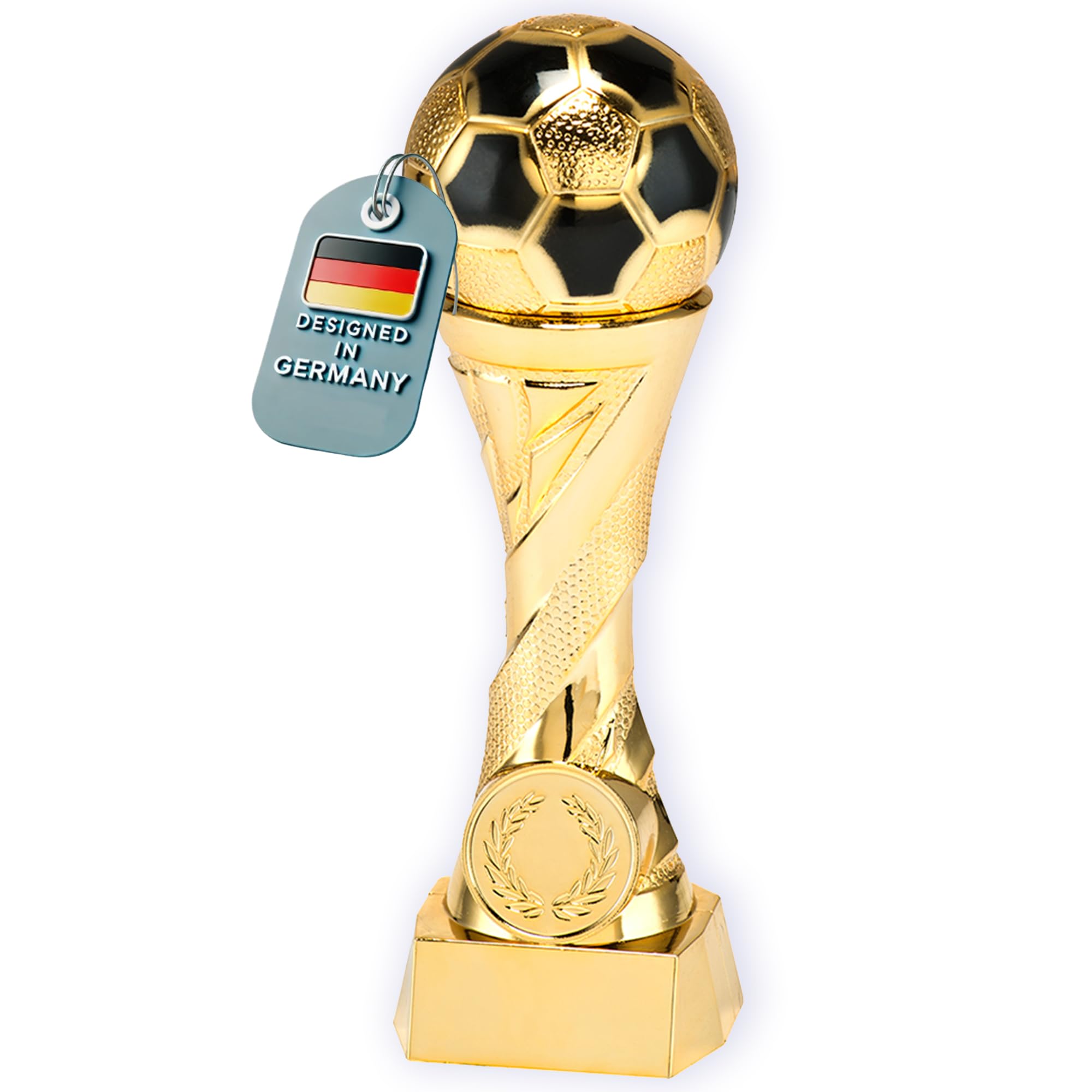Larius Football Cup Award Trophy in Gold and Silver (without Desired Text, Gold, XL)