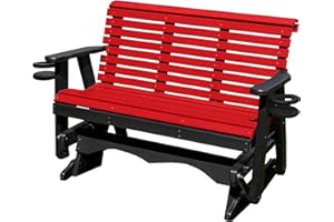 ECOMMERSIFY INC 5FT Glider Amish Handmade in USA Poly Lumber wood Lancaster series RollBack Porch Glider with Cupholders HeavyDuty Everlasting PolyTuf HDPE No wood fibers and 1000 lbs Limit,Stainless Steel hardware