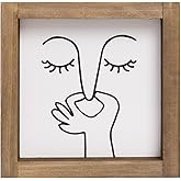 flangairy Bathroom Wall Art With Frames, 6 Inch Wooden Funny Restroom Sign, Black And White Above Toilet Shelf Decor Small Accessories