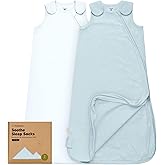 2-Pack Organic Baby Sleep Sacks, 100% Cotton - Soft & Breathable 0.5TOG Baby Wearable Blanket, Toddler Sleeping Sack 6-18 Months, Easy to Wear Transitional Swaddles for Newborns, Infants (Glacier, M)