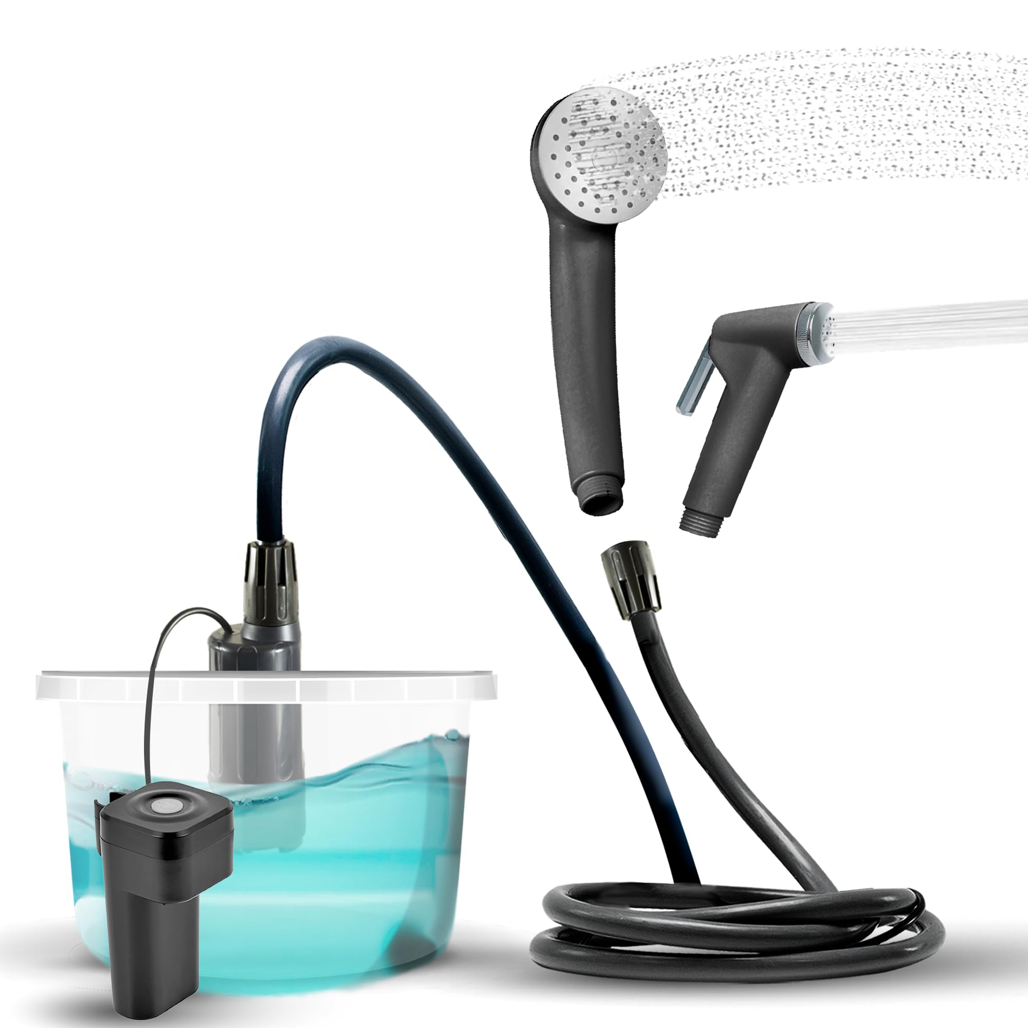 Colapz USB Rechargeable Camping Shower - Portable Shower for Dogs - High Pressure Festival Shower - 1 Shower Head - 1 Jet Head - Carry Case Included - Campervan Essentials - Outdoor Shower