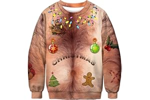 PNKJ Unisex Funny Ugly Christmas Holiday Party Sweatshirts 3D Print Novelty Tops Pullovers (Not Sweater) for Men and Women