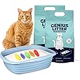 Genius Litter Health Indicating Cat Litter with Non-Clumping Lightweight Color Changing Silica Gel Crystals As Seen on Shark Tank, Non Clumping, Super Absorbent Odor Control (2 Bag (12lb))