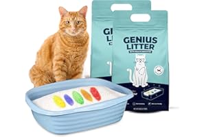 Genius Cat Litter with 5-Color Health Indicator, Non Clumping Lightweight Silica Gel Crystals (12 lbs) | As Seen on Shark Tank | Genius Litter | Alpha Paw