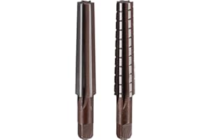 uxcell MT2 Morse Taper Reamer Coarse and Finish Set H8 Accuracy Alloy Tool Steel 6 Flutes Straight Shank Hand Reamer Cutter M