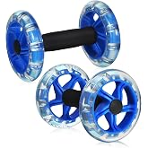 Toddmomy 2PCS Dual Ab Roller Wheels for Core Workout, Stable Abdominal Exercise Equipment with Non-Slip Handles, Home Gym Fitness Tool for Men and Women, Blue