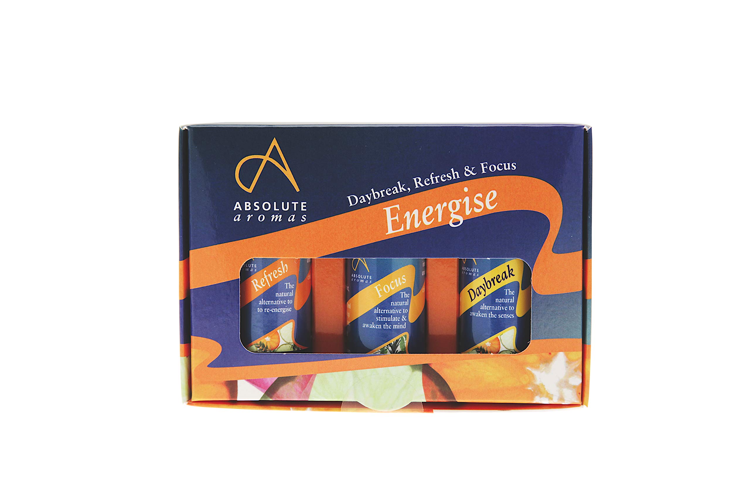 Absolute Aromas Energise Essential Oils Blend Set – 3 x 10ml Pack of Aromatherapy Blend Oils – Daybreak, Refresh and Focus