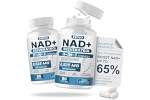 ETOVO NAD+ Supplement, 8525mg Liposomal NAD Booster with Resveratrol NAD Plus with Coptisine Quercetin Curcumin Supports Cellular Health, Physical Strength and Healthy Aging 90 Capsules 2 Bottle