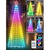 8ft Smart Outdoor Lighted Christmas Tree with Sturdy Iron Base, 16 Mil Color Changing, Music Sync, Timer, Group Control, RGB Led Christmas Decorations for Indoor Outdoor