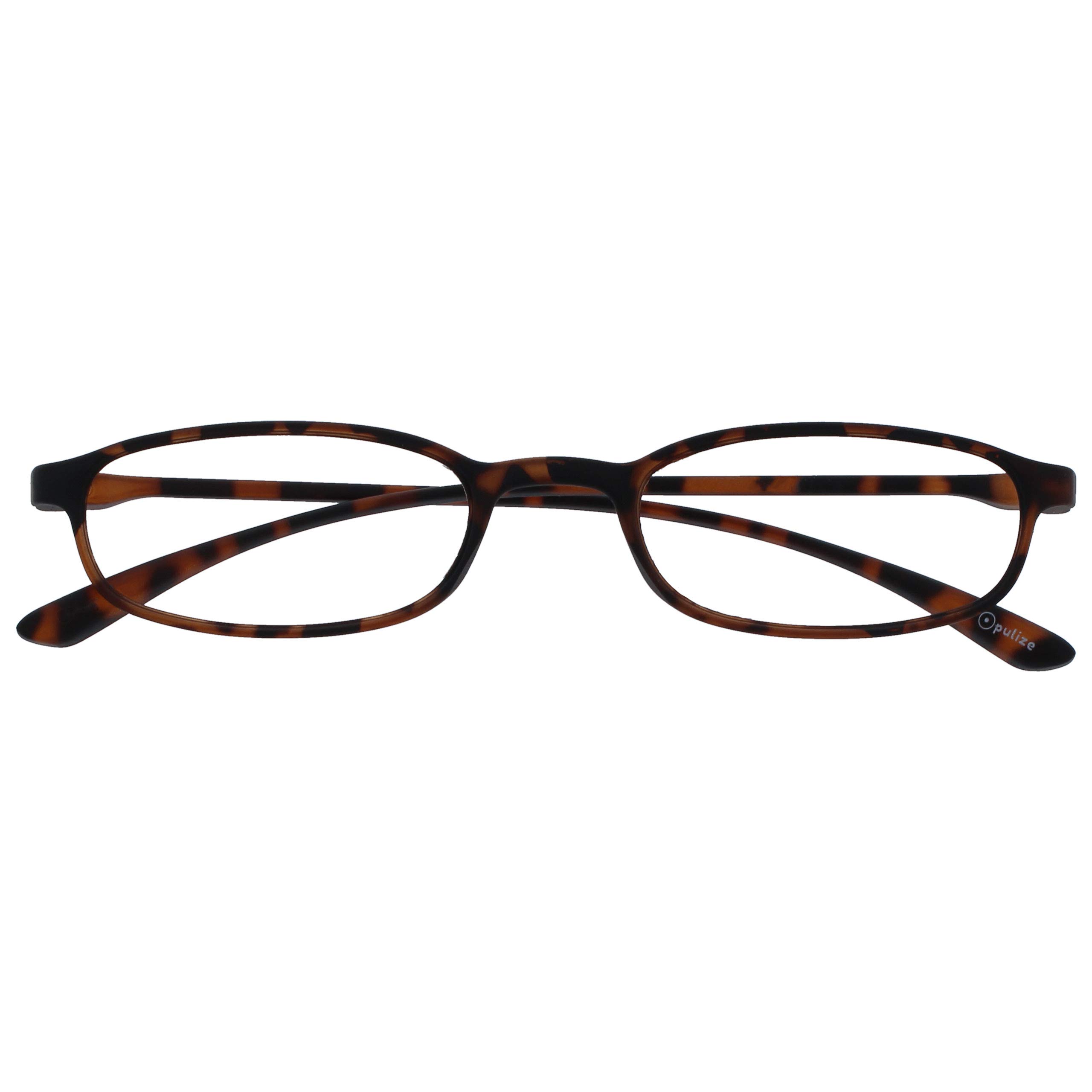 OPULIZE Fly Reading Glasses Extra Small Super Flexible Frame Matt Brown Mens Womens Scratch Resistant R67-2 +3.50