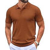 COOFANDY Mens Knit Polo Shirts Casual Short Sleeve Button Down Polo Shirt Classic Golf Shirts