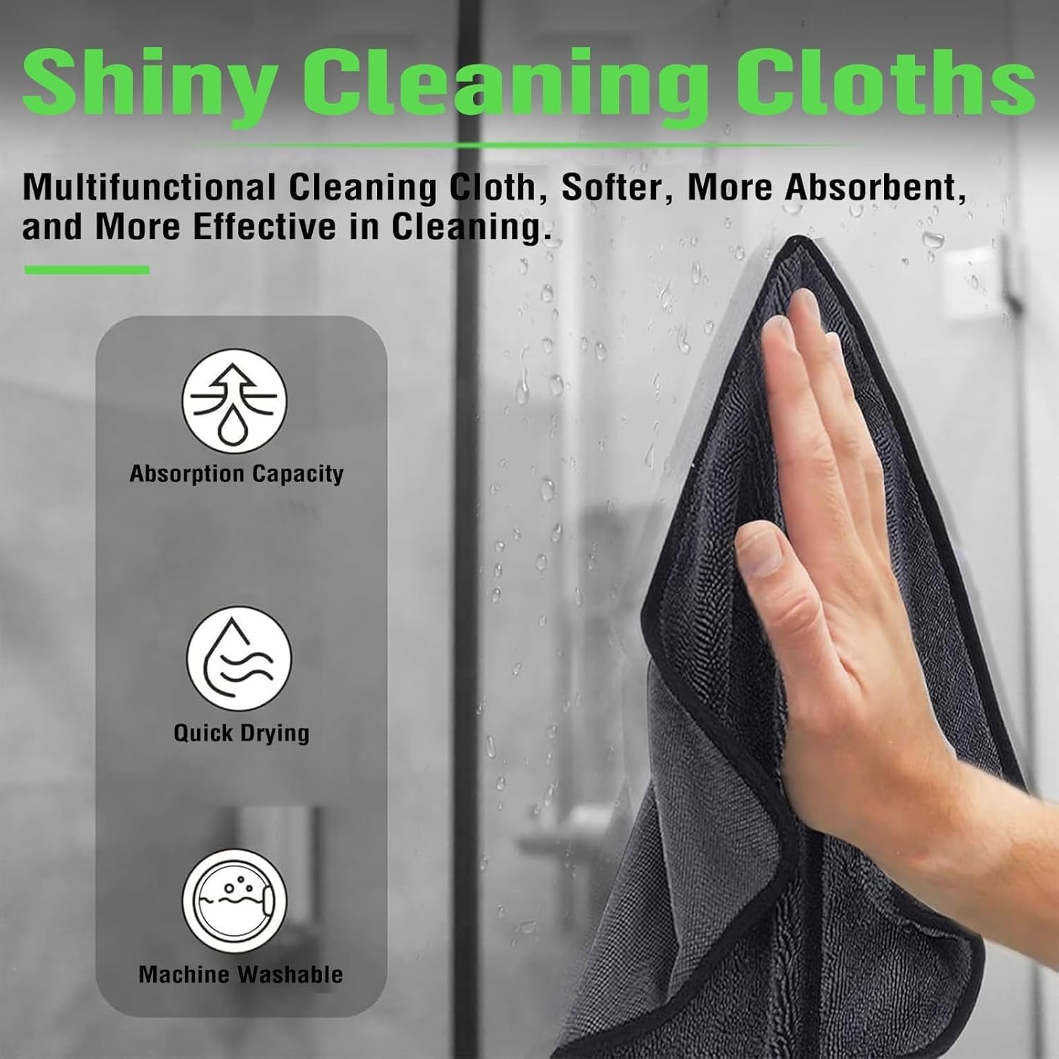Deedlite Shiny Bath Wipes XXL Trockentuch Dusche, Fast Dry Auto Trockentuch, Mikrofasertücher, Premium Tuch für Auto, Duschkabine, Haushalt, Camping 2