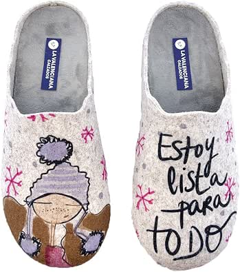 Originales zapatillas de casa para mujer fabricadas en España La Valenciana  Estoy Lista - Color - Gris, Talla - 37 : Amazon.es: Zapatos y complementos
