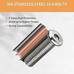Krysay M6 x 35mm 50Pcs Flat Head Hex Socket Cap