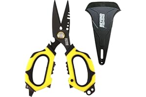 BEYOND BRAID Beyond Fishing OmniPro Shears – 6.5” Multi-Function Fishing Scissors with Titanium-Coated Blades – Cuts Braided Line, Monofilament, Fluorocarbon & Steel Wire – Fishing Tool with Sheath