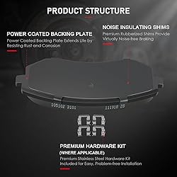cciyu D929 D1004 Front & Rear Disc Brake Pads Kit