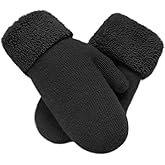 Eohak Winter Warm Mittens for Women - Knit Gloves Soft Wool Thick Fleece Lining Mittens