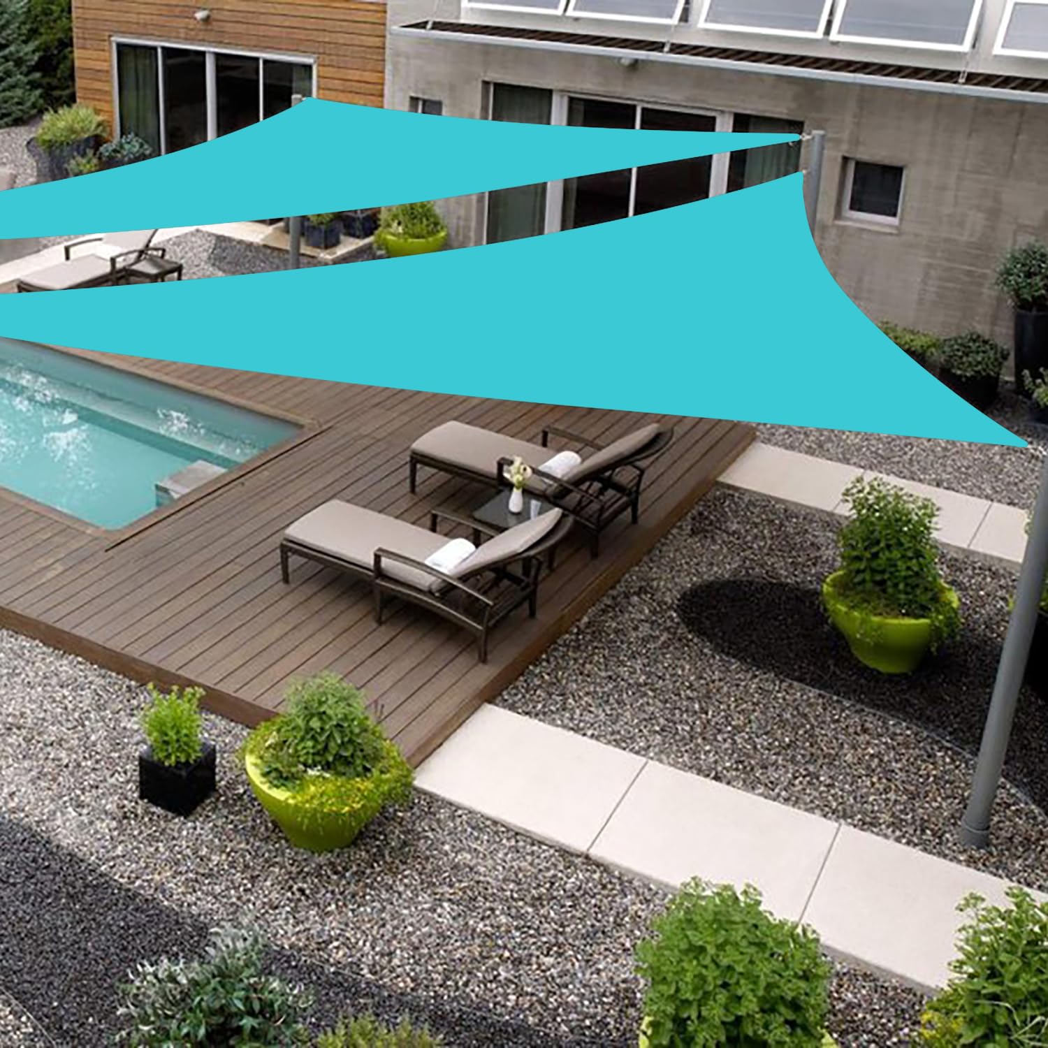 Photo 1 of SHADEWIZ 32' x 32' x 32' Turquoise Sun Shade Sail Canopy Awning for Patio Backyard Lawn Garden Outdoor Activities Grade UV Block Mesh Netting, We Can Make Custom Sizes