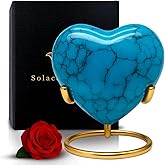 Small Urns for Human Ashes Keepsake – Heart Urn – Mini Urns with Stand & Box – A Loving Heart Shaped Cremation Urn to Honor Their Memory Forever (Blue, Small)