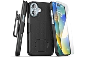 Encased Belt Clip Case for iPhone 16 Plus with Holster and Tempered Glass Screen Protector (DuraClip Series)