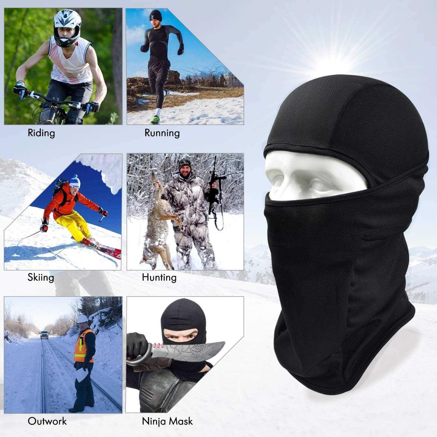 Your Choice Balaclava Face Mask for Summer Hot Weather Cycling Motorcycle Black: Clothing