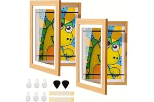Kids Art Frames 8.5x11, 2 Pack Kids Artwork Frames Changeable, Front Opening Artwork Display Storage Frame for Wall, Holds 50