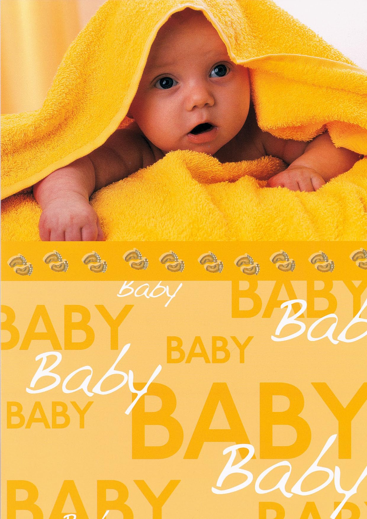 bsb A4 New Baby Greeting Card in Yellow Hand Towel