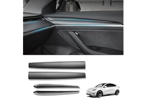 KKTR-CAR Dashboard Cover Wrap and Front Door Inner Armrest Panel Cover Trim Compatible with Tesla Model 3 2021-2023 Model y 2020-2025,NOT for Performance (Matte Carbon Fiber Pattern, 4pcs)