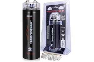 TOPSTRONGGEAR 2 Farad Digital Power Capacitor for Car Audio System, Performance Car Audio Capacitors with LED Digital Display