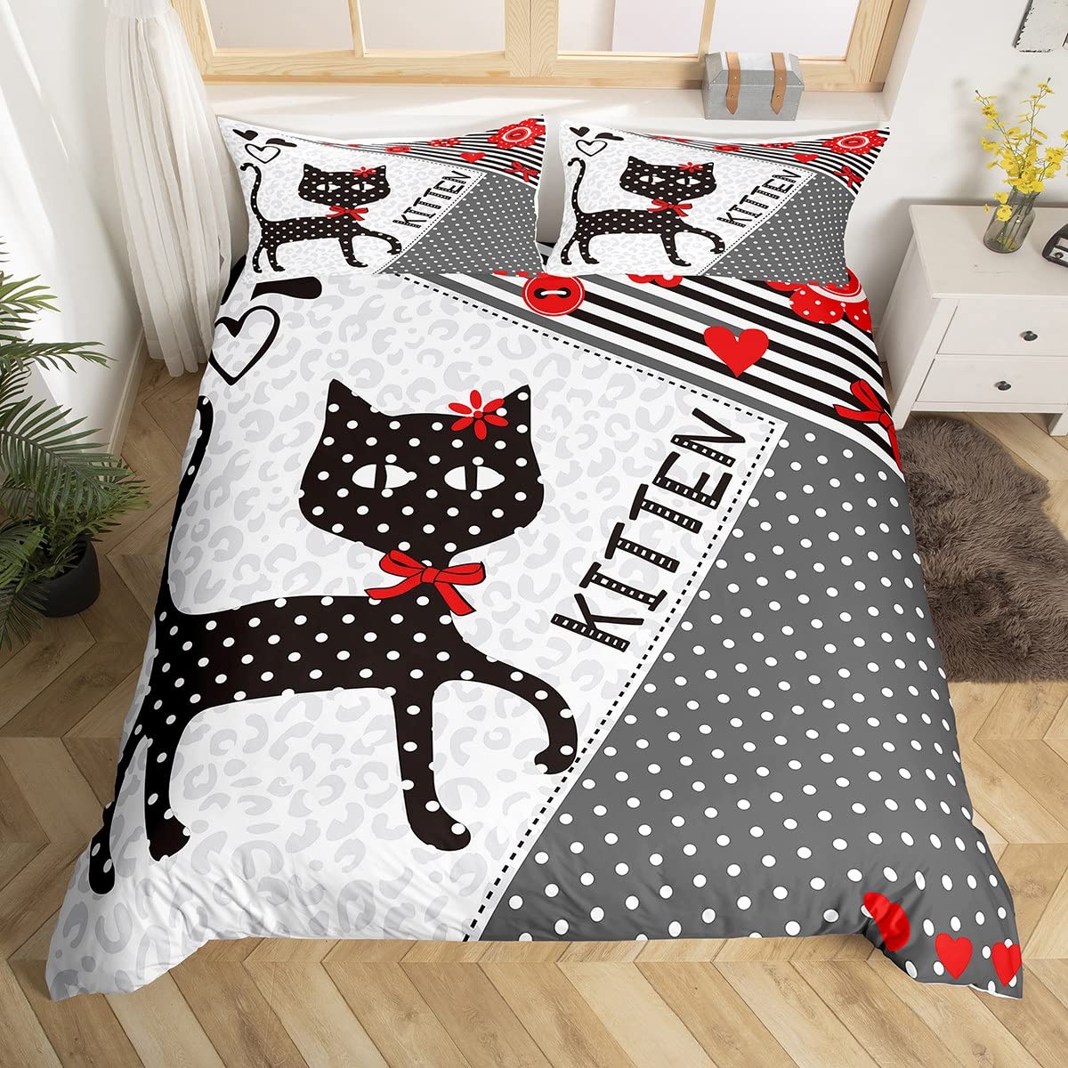 Gamer Duvet Cover Set, Modern Gamepad with Action Buttons with Joysticks and D-Pad for Boys Girls, Decorative 2 Piece Bedding Set with 1 Pillow Sham, Single Size