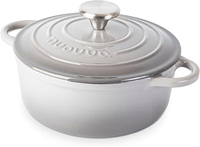 Nuovva Enamelled Cast Iron Dutch Oven Pot 2.1 Qt with lid 20cm Grey