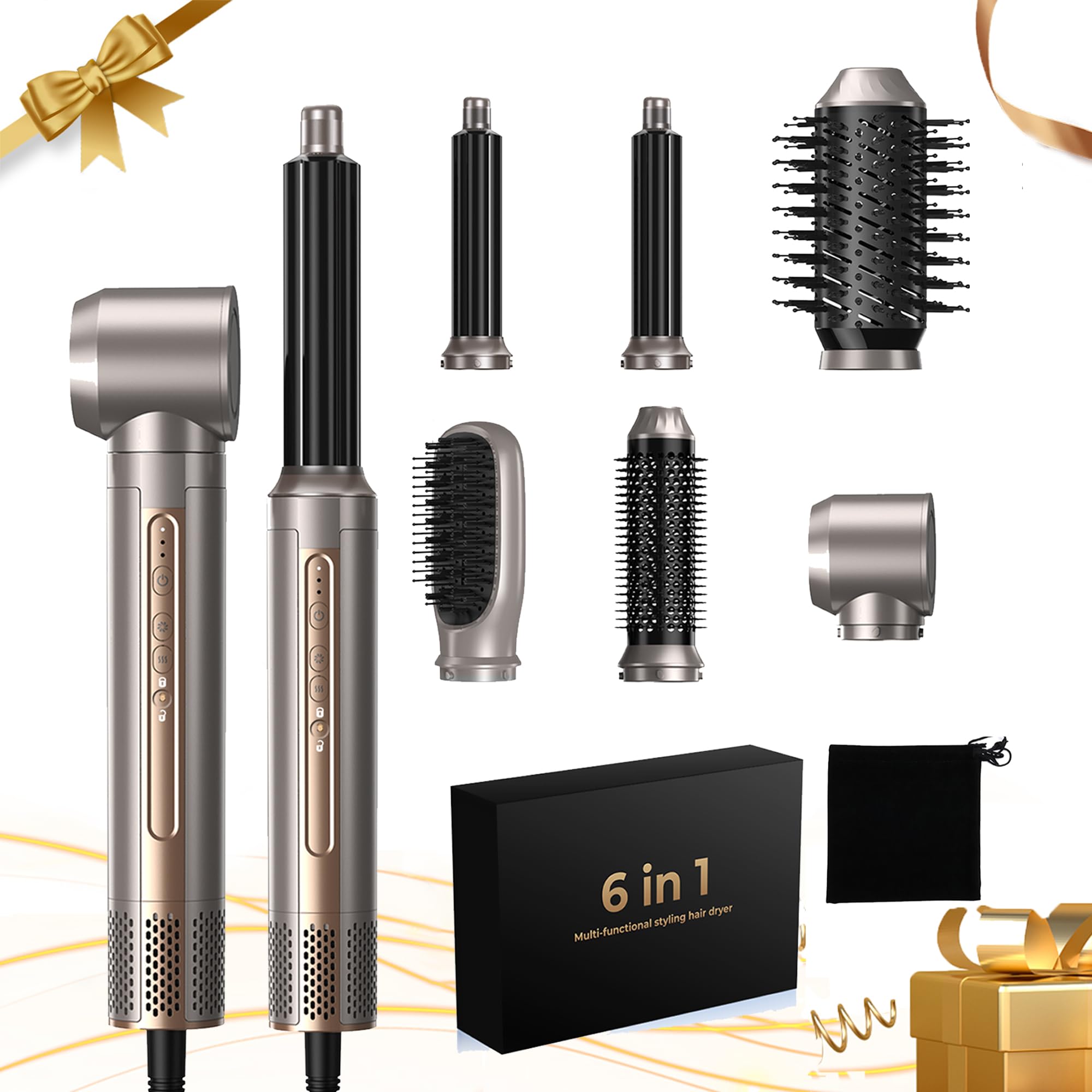 Photo 1 of Hair Dryer Brush,Blow Dryer Brush with Attachments,110000 RPM Curly Twist 6 in 1 Air Style, Professional Ionic Hair Styling Tool, Left & Right Air Curler, Volumizer