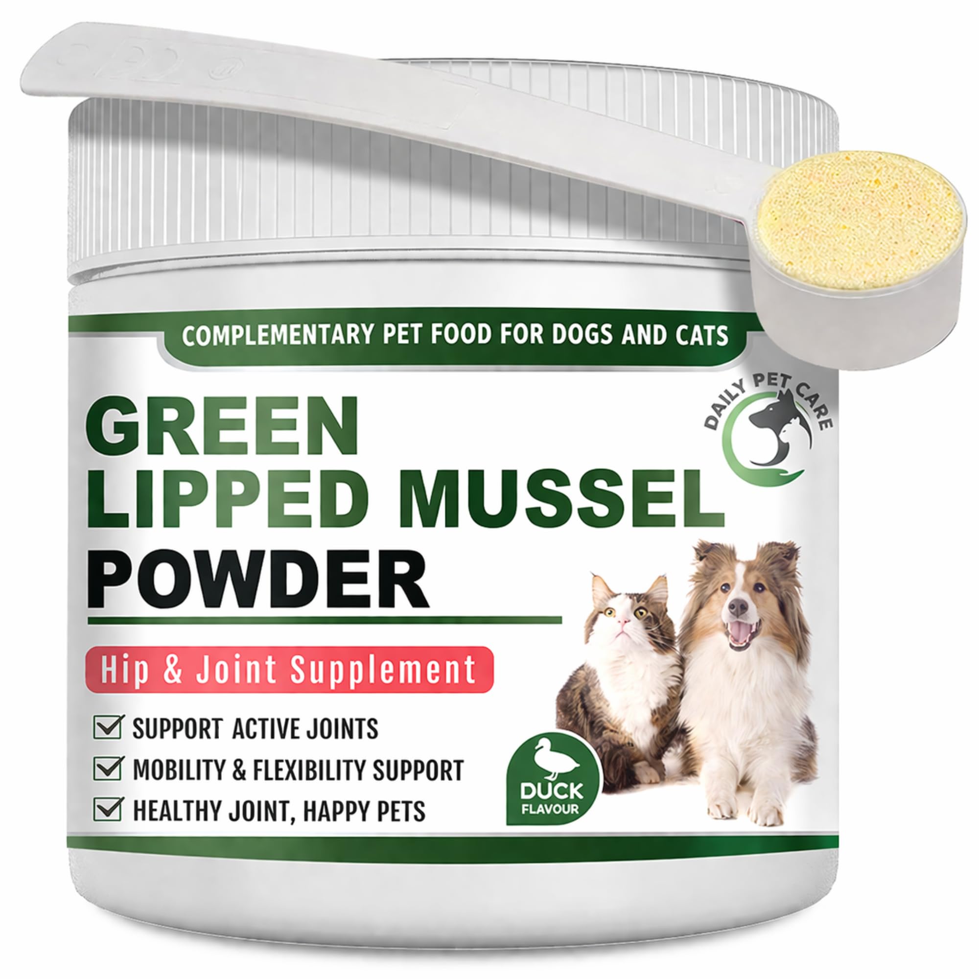 Green Lipped Mussel Powder for Dogs & Cats UK | 100% Pure New Zealand GLM | Joint Supplement with Omega 3, Glucosamine & Chondroitin | Supports Mobility, Flexibility & Arthritis Care for Pets