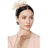 BABEYOND Fascinators Hats for Women - Tea Party Hats Kentucky Elegant Tulle Feather Bridal Wedding Ribbon Headband Hair Clip
