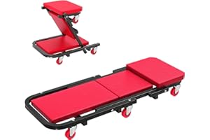 HOMCOM Automotive Z Creeper Seat, 2-in-1 Rolling Folding Garage Mechanic Creeper & Stool with Pad, 330 lbs Capacity, 6 Wheels